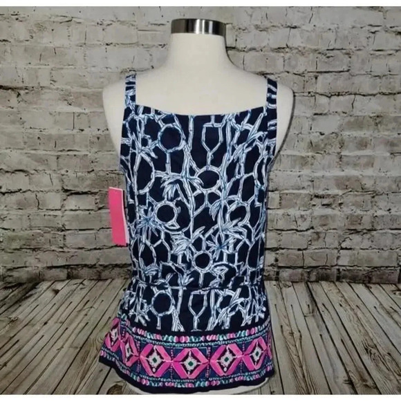 Lilly‎ Pulitzer Adley Lucky Bamboo High Tide Top Size XSmall New with Tags - Picture 3 of 5
